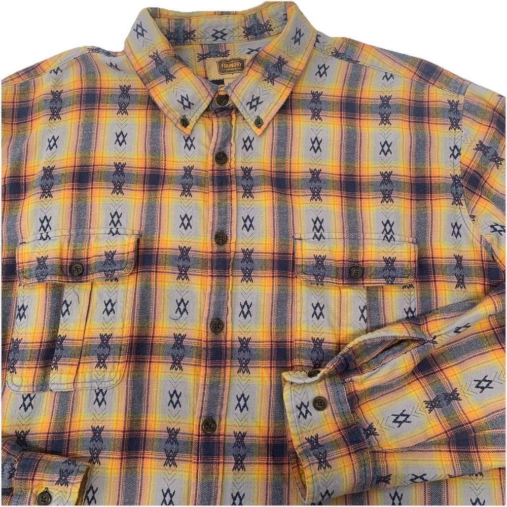 Foundry Flannel Button Down Shirt Men 2XLT Southwest Print Westen 100% Cotton